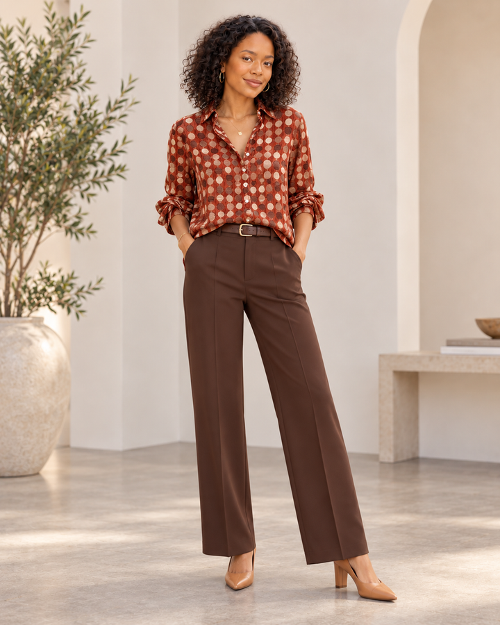 Full Size Circle Pattern Long Sleeve Shirt Plus Size