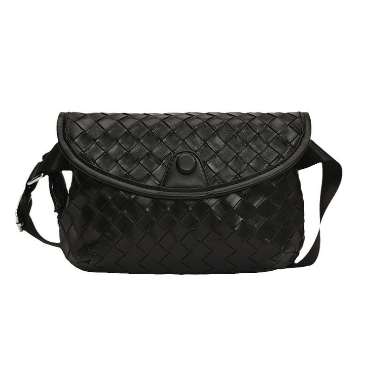 Black woven crossbody chest bag