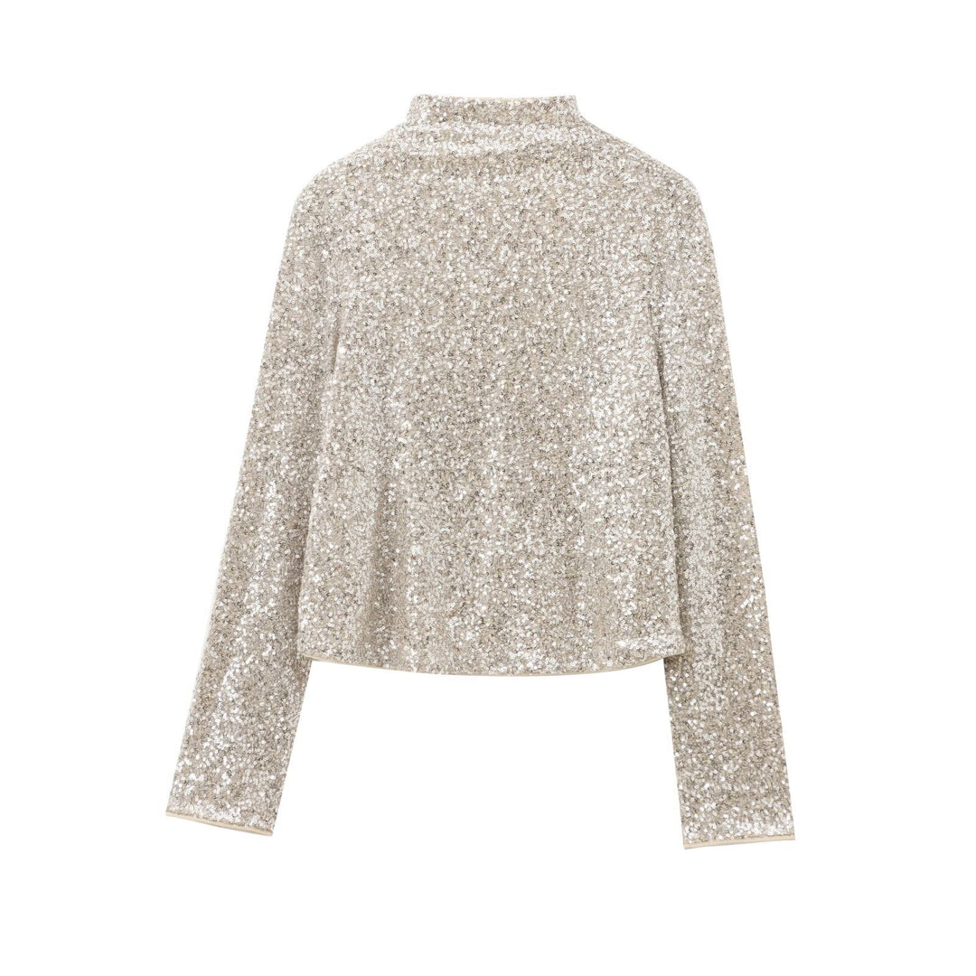 Silver Long sleeved sequin top