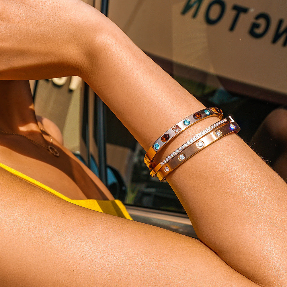 Engravable MULTI-STONE BANGLE