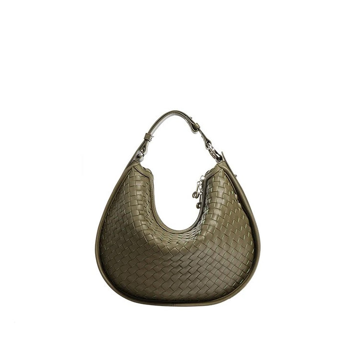 Leather woven armpit shoulder bag