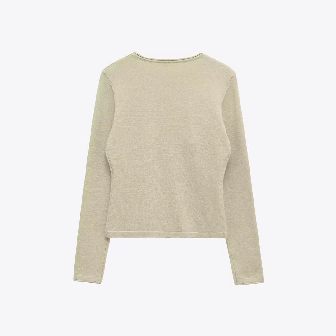Rose Detail Long Sleeve Knit Top