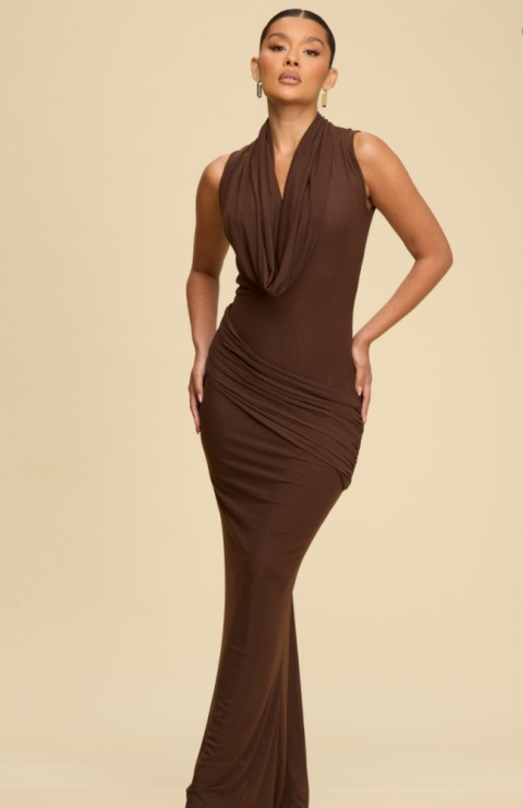 Abstract Mesh Fabric-Blend Gown