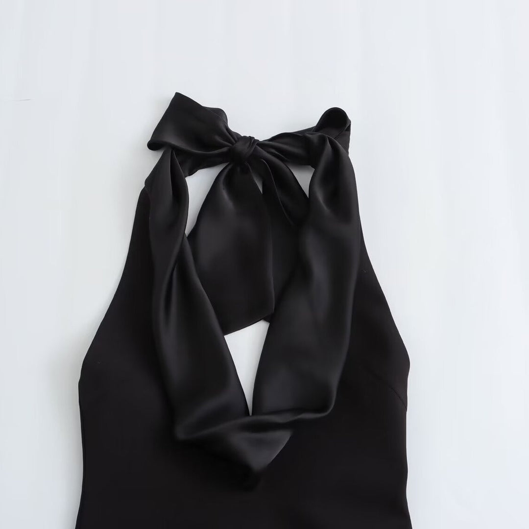 Halter Drape-Back Mini Dress