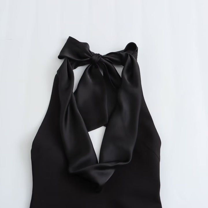 Halter Drape-Back Mini Dress