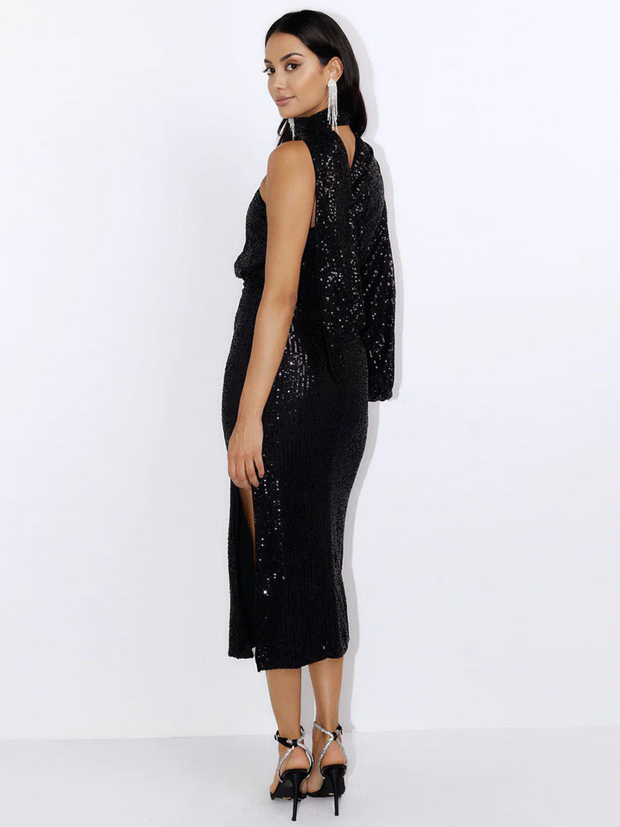 Halter Party Sequin midi dress