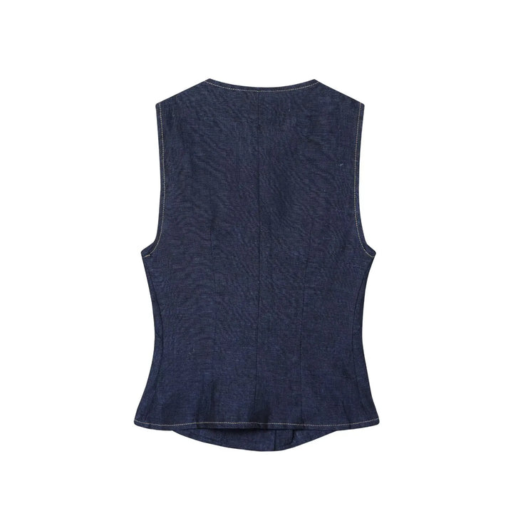 Denim Vest Wide Leg Pants Set