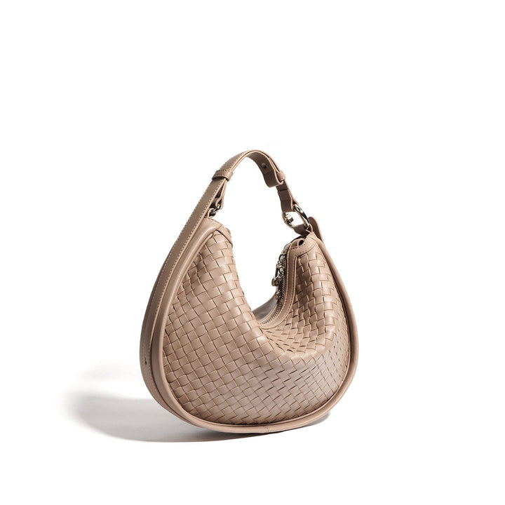 Leather woven armpit shoulder bag