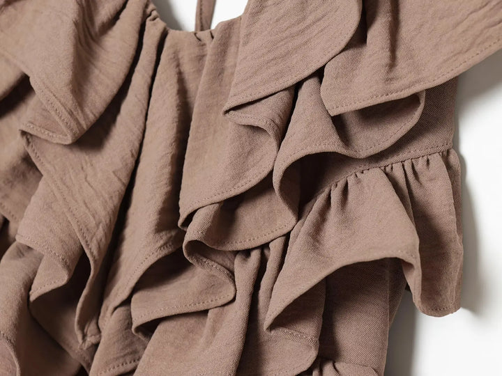 Halter Neck Layered V-Neck Dress