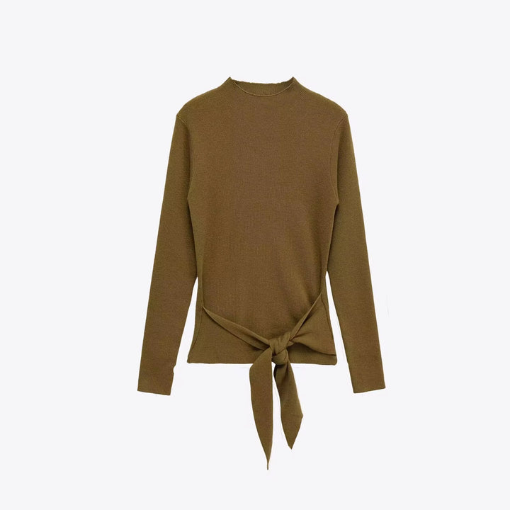 L/S Sweater with Front Tie Detail