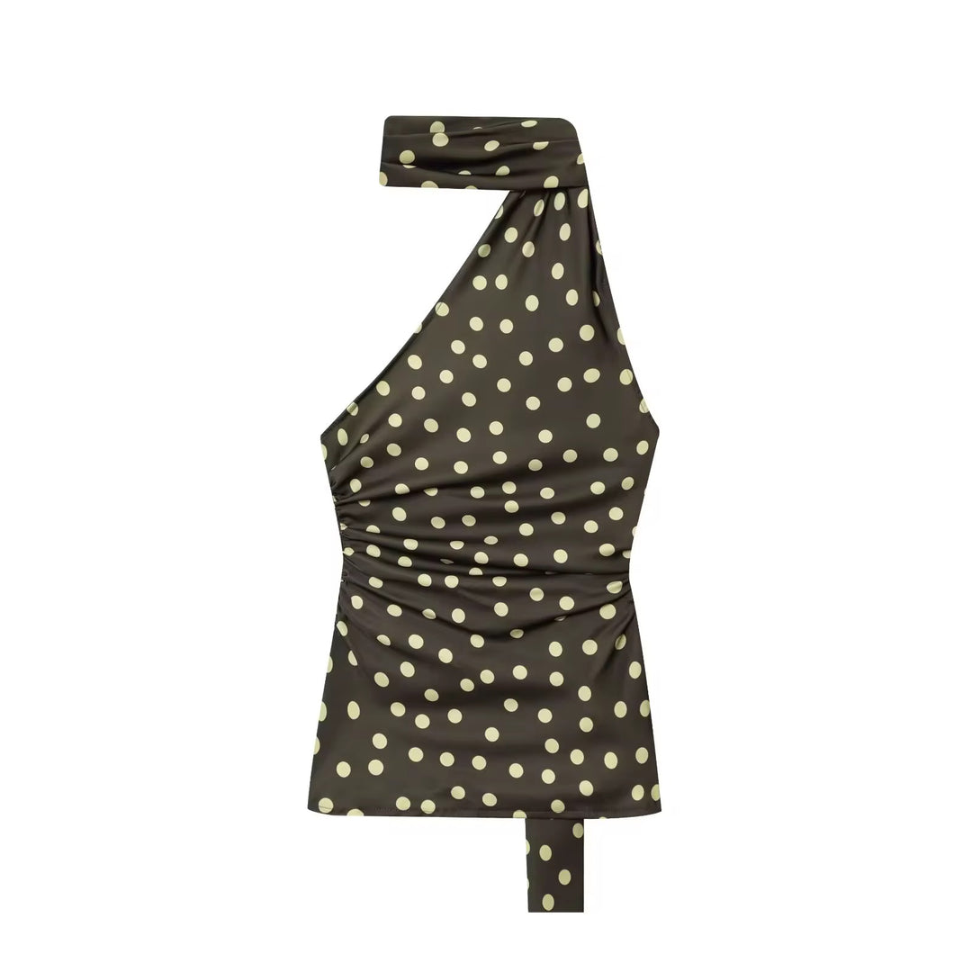 Polka Dot One-Shoulder Top