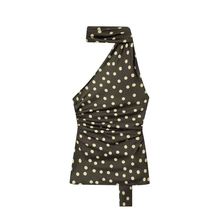 Polka Dot One-Shoulder Top