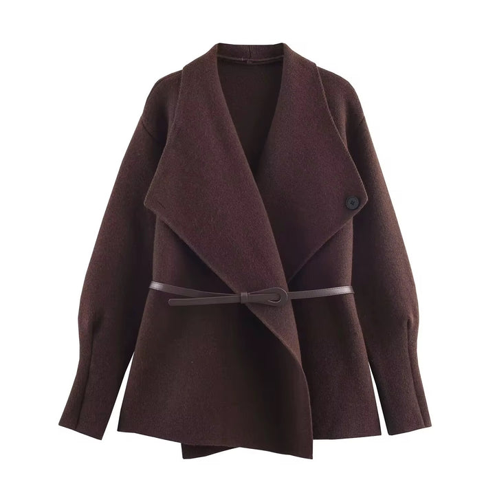 Belted Wool Blend Wrap Coat