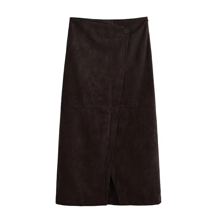 Brown Suede Wrap Skirt