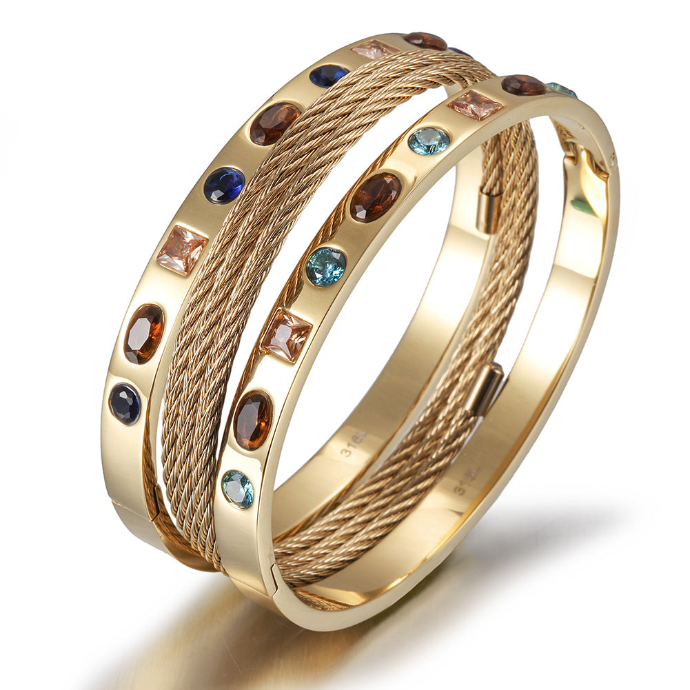 Engravable MULTI-STONE BANGLE