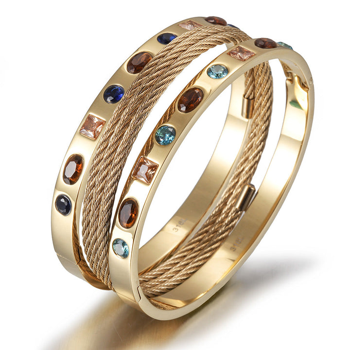 Engravable MULTI-STONE BANGLE