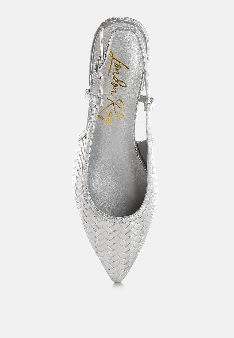 Kurina Metallic Woven Slingback Sandals