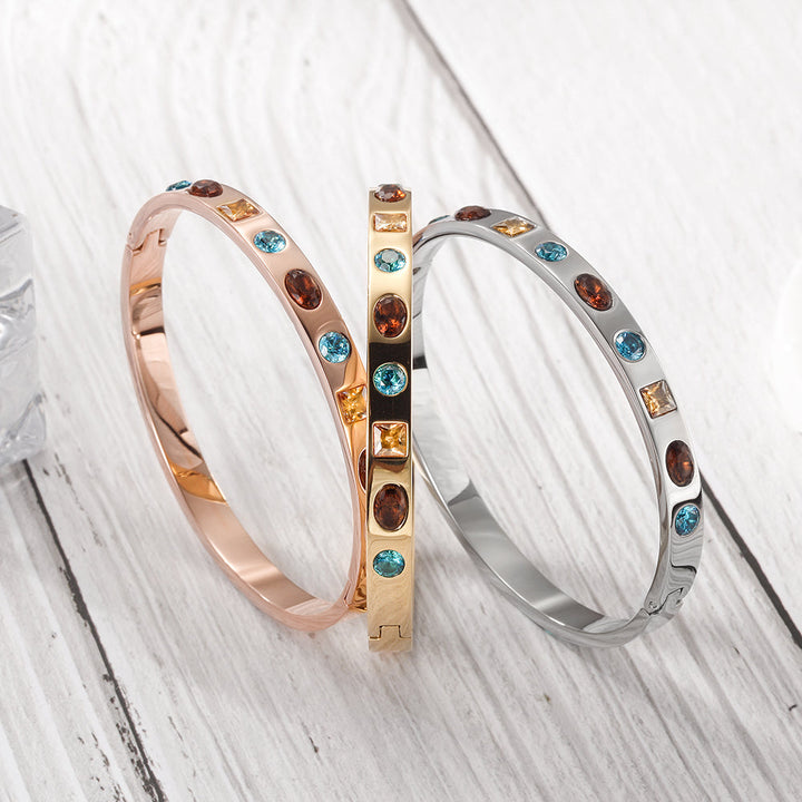 Engravable MULTI-STONE BANGLE