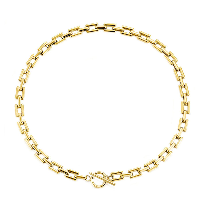 14k Gold Lock Square Necklace