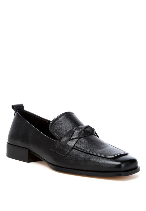 Genuine Leather Braided Loafers