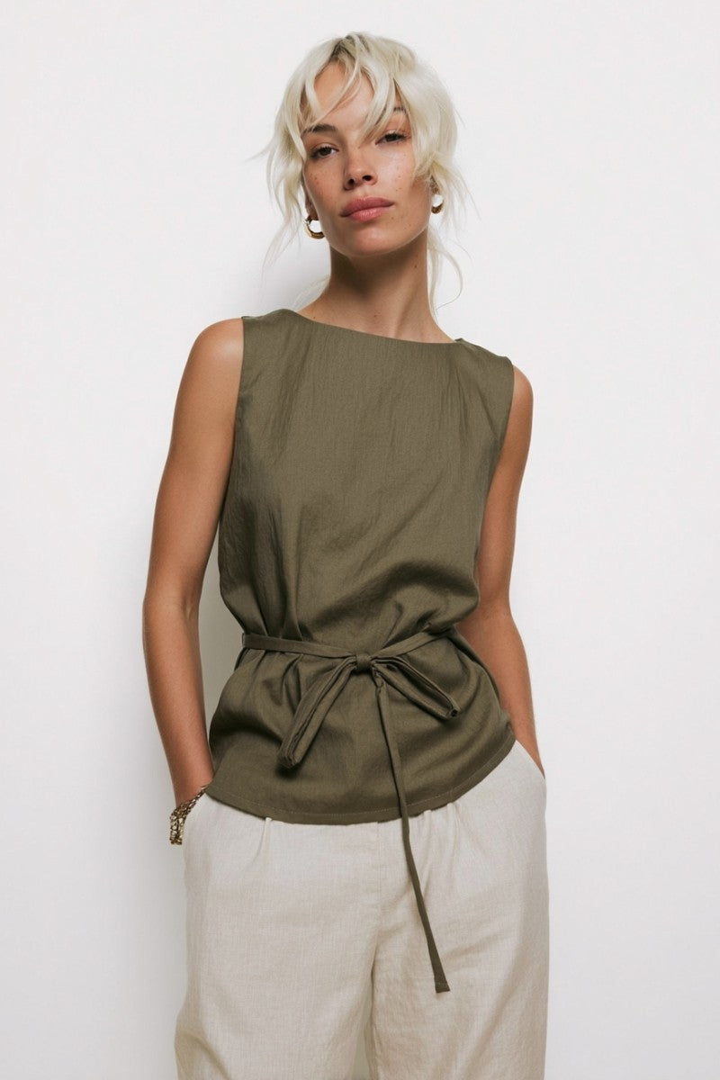 Sleeveless Cinched Tunic Top