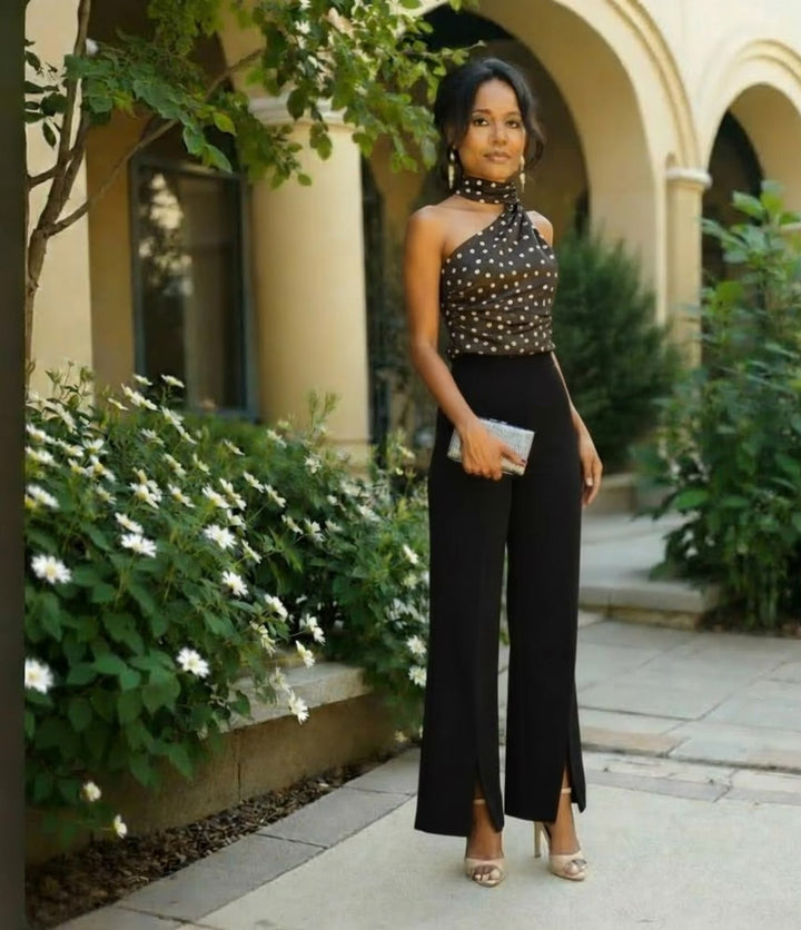 Polka Dot One-Shoulder Top