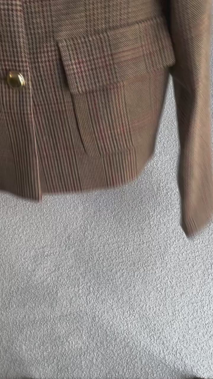 Plaid Cropped Blazer and Pants Set