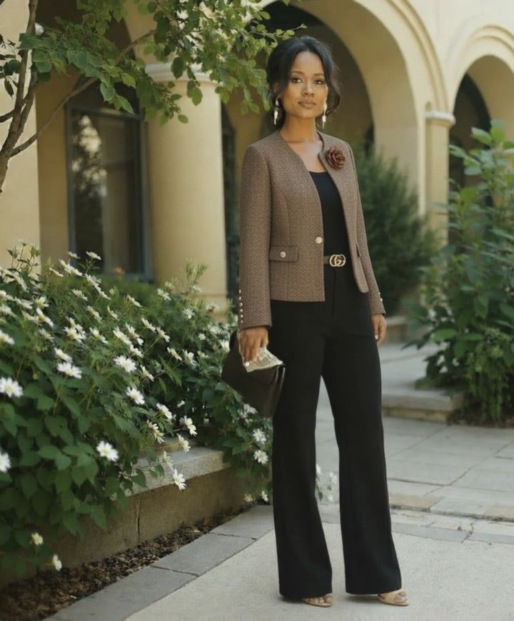 Flower One Button Blazer