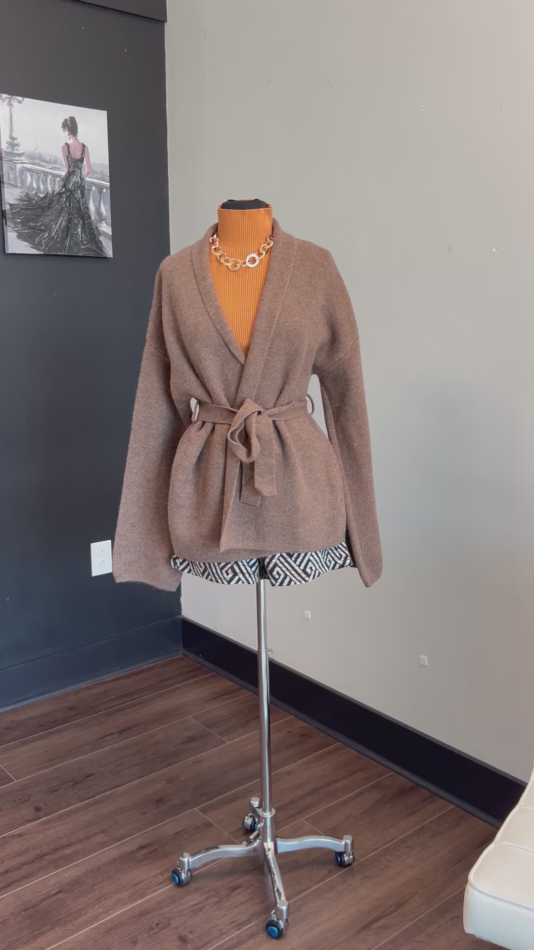 Belted Soft-Knit Cardigan – Mocha Brown