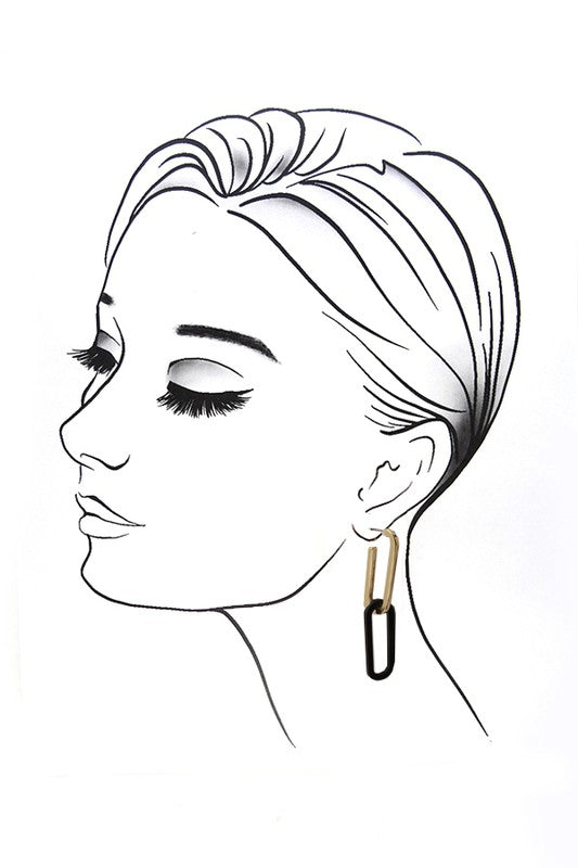 MODISH TWO TONE LINK DROP EARRINGS