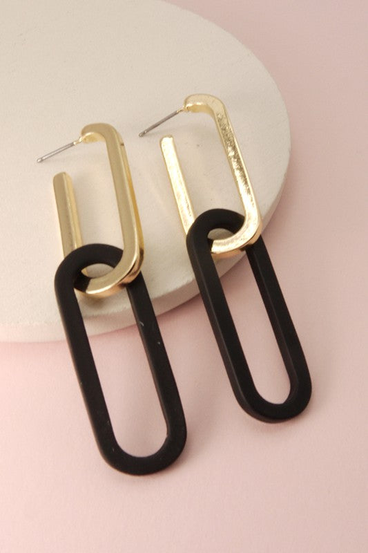 MODISH TWO TONE LINK DROP EARRINGS