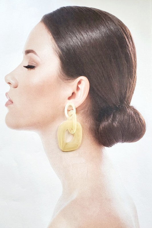 Natural Resin Geometric Abstract Drop Earrings