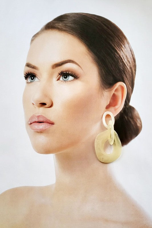 Natural Resin Geometric Abstract Drop Earrings