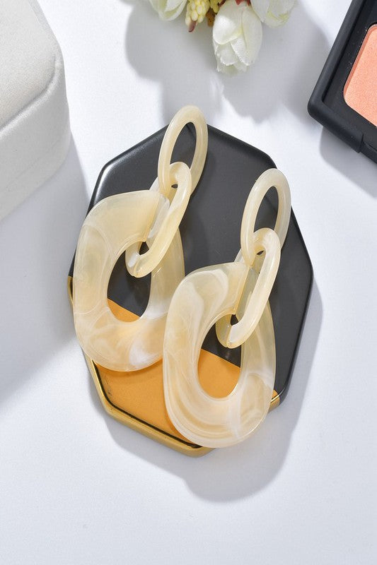 Natural Resin Geometric Abstract Drop Earrings