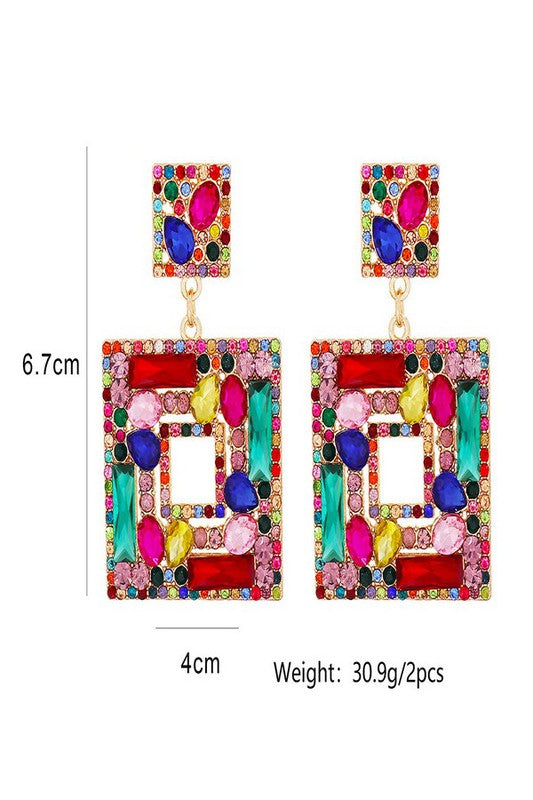 Multi Square Chandelier Drop Earrings