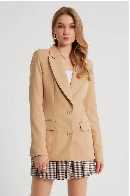 Peak Lapel Camel Blazer