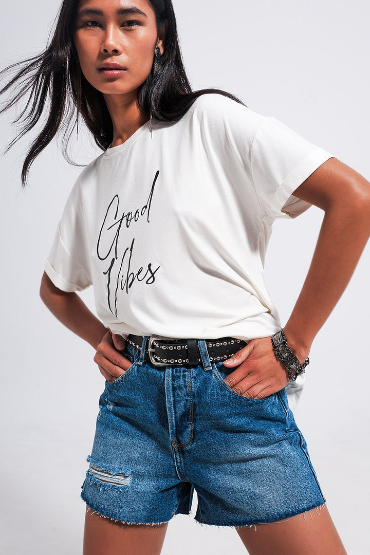 Good Vibes slogan tee in white