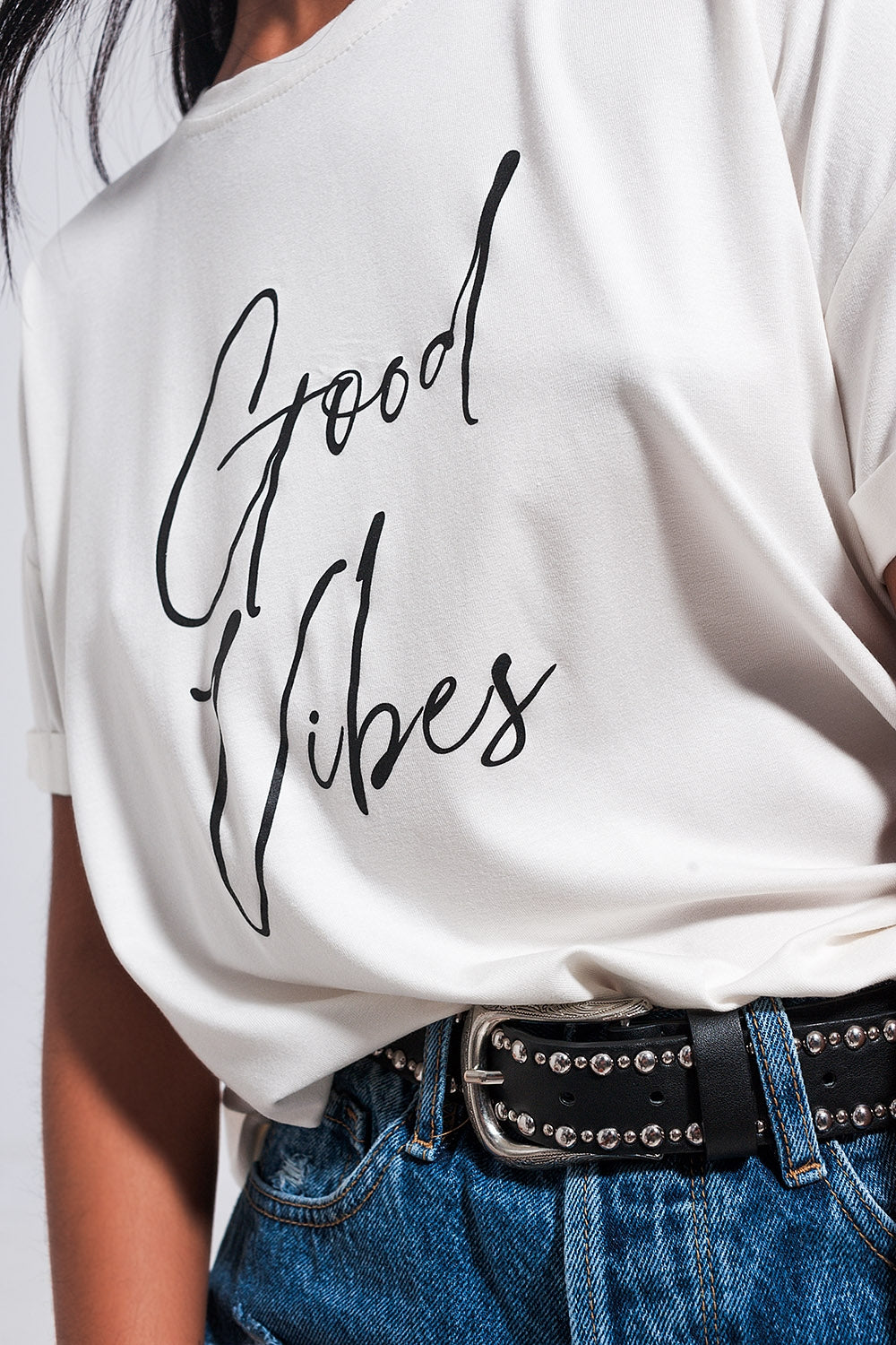 Good Vibes slogan tee in white