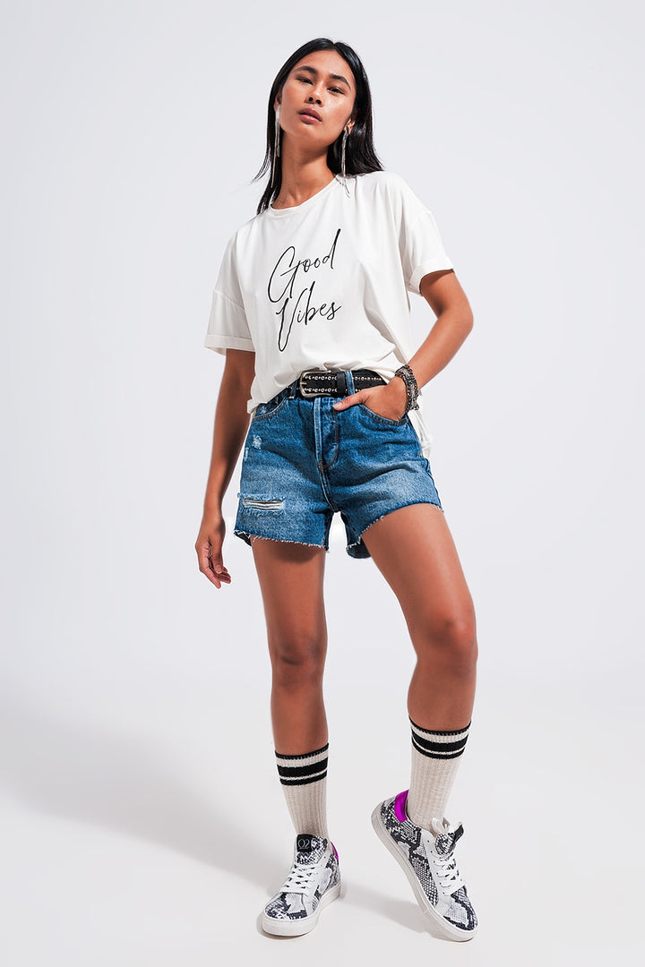 Good Vibes slogan tee in white